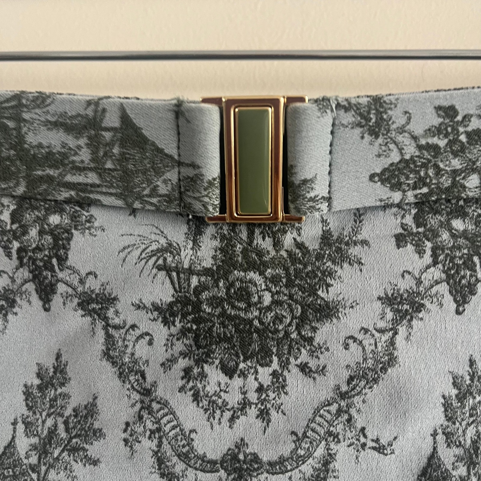 Amaio Swim Fleur High Waist Bikini Bottom Grey Toile Belted Xs Coquette Baroque — image 2 of 8